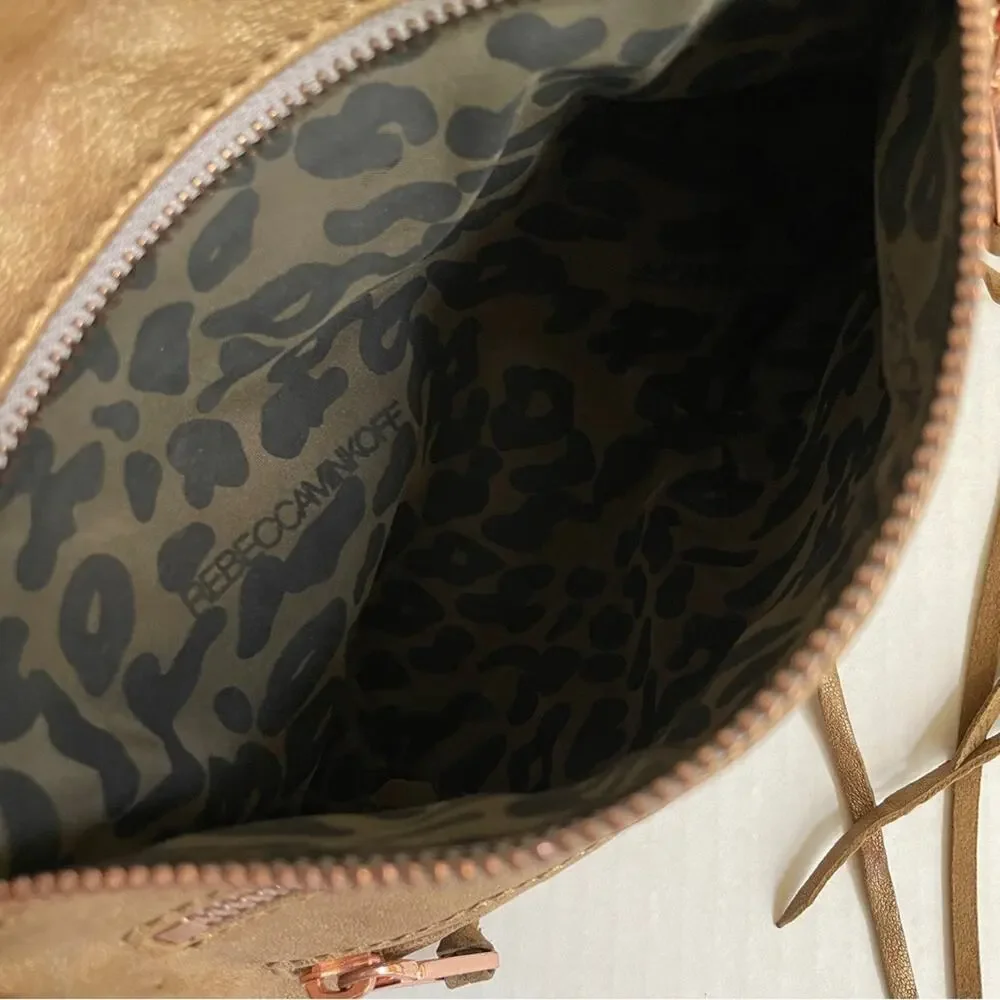 Rebecca Minkoff Gold Leather Zippered Convertible Crossbody Shoulder Purse